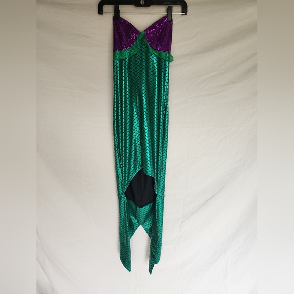 Womens Mermaid Green and Purple Strapless Dress - Picture 5 of 10